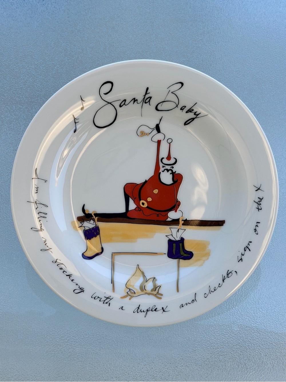 Pottery Barn "Santa Baby" Christmas Porcelain Salad Plate